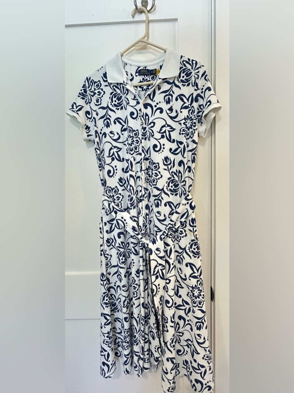 Polo Ralph Lauren Blue & White Floral Polo Dress – Women’s Medium – Collared